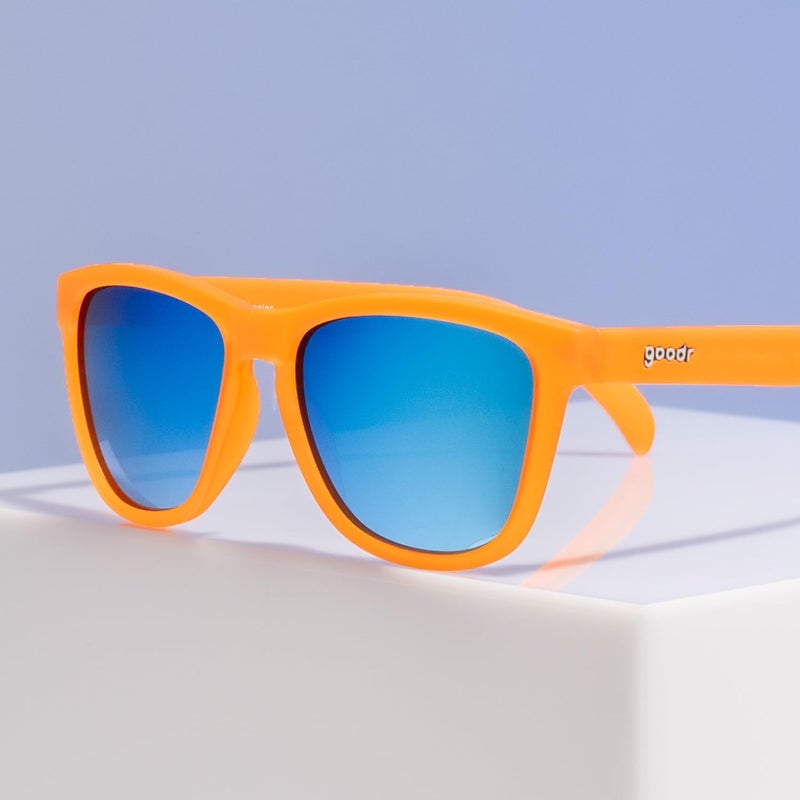 Goodr Donkey Goggles Polarized Sunglasses, Medium Sized (OG), Orange Translucent Frame with Blue Mirrored Reflective Lenses, UV400 Protection, No Slip, No Bounce - Image 5